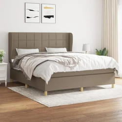 vidaXL Sommier à lattes de lit avec matelas Taupe 180x200 cm Tissu - 180 x 200 cm