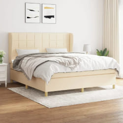 vidaXL Sommier à lattes de lit avec matelas Crème 180x200 cm Tissu - 180 x 200 cm