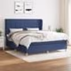 vidaXL Sommier à lattes de lit avec matelas Bleu 180x200 cm Tissu - 180 x 200 cm