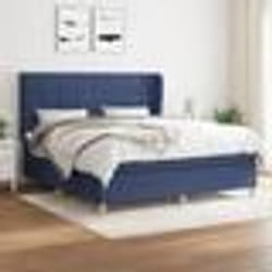 vidaXL Sommier à lattes de lit avec matelas Bleu 180x200 cm Tissu - 180 x 200 cm