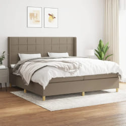 vidaXL Sommier à lattes de lit avec matelas Taupe 200x200 cm Tissu - 200 x 200 cm