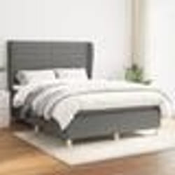 vidaXL Sommier à lattes de lit avec matelas Gris foncé 140x190cm Tissu - 140 x 190 cm
