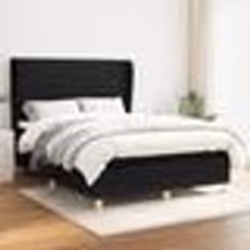 vidaXL Sommier à lattes de lit avec matelas Noir 140x190 cm Tissu - 140 x 190 cm