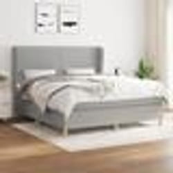 vidaXL Sommier à lattes de lit avec matelas Gris clair 180x200cm Tissu - 180 x 200 cm