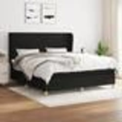 vidaXL Sommier à lattes de lit avec matelas Noir 180x200 cm Tissu - 180 x 200 cm