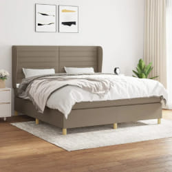 vidaXL Sommier à lattes de lit avec matelas Taupe 180x200 cm Tissu - 180 x 200 cm