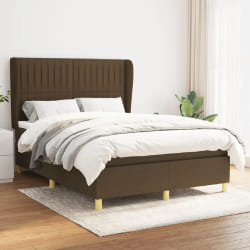 vidaXL 140x190 cm Dark Brown Bed Frame with Mattress