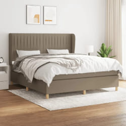 vidaXL Sommier à lattes de lit avec matelas Taupe 180x200 cm Tissu - 180 x 200 cm