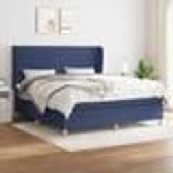 vidaXL Sommier à lattes de lit avec matelas Bleu 180x200 cm Tissu - 180 x 200 cm