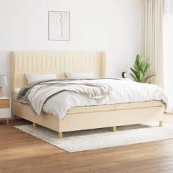 vidaXL Sommier à lattes de lit avec matelas Crème 200x200 cm Tissu - 200 x 200 cm
