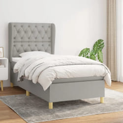 vidaXL Sommier à lattes avec matelas - Gris clair 80x200 cm