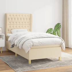 VIDAXL vidaXL Sommier à lattes et matelas Crème 90x190 cm Tissu
