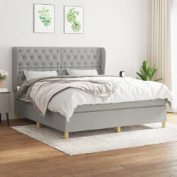 VIDAXL Sommier à lattes avec matelas - Gris clair 160x200 cm