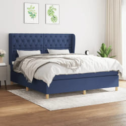 VIDAXL - Sommier à lattes avec matelas en tissu bleu