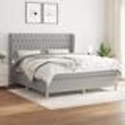 vidaXL Sommier à lattes de lit avec matelas Gris clair 180x200cm Tissu - 180 x 200 cm