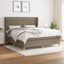vidaXL Sommier à lattes de lit avec matelas Taupe 180x200 cm Tissu - 180 x 200 cm
