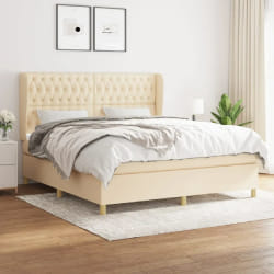 vidaXL Sommier à lattes de lit avec matelas Crème 180x200 cm Tissu - 180 x 200 cm