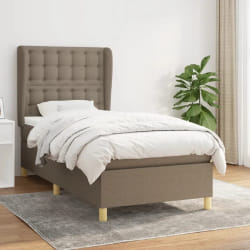 vidaXL Sommier à lattes de lit avec matelas Taupe 80x200 cm Tissu - 80 x 200 cm