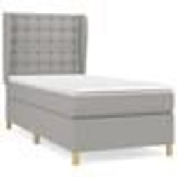 vidaXL Sommier à lattes de lit avec matelas Gris clair 90x200 cm Tissu - 90 x 200 cm