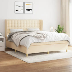 VIDAXL Sommier et matelas 180x200 cm Crème Tissu