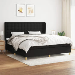 vidaXL Sommier à lattes de lit avec matelas Noir 200x200 cm Tissu - 200 x 200 cm