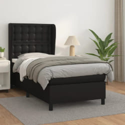 VIDAXL Sommier à lattes avec matelas - Noir