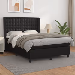 3129027 vidaXL Lit à sommier tapissier avec matelas Noir 140x190 cm Similicuir