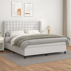 VIDAXL Sommier à Lattes avec Matelas - Blanc 160x200 cm Similicuir