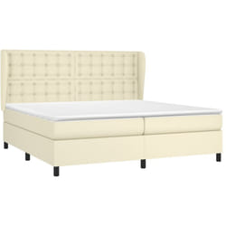 Sommier À Lattes De Lit Avec Matelas Crème 200x200cm Similicuir Vidaxl