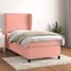 vidaXL Sommier à lattes de lit avec matelas Rose 90x190 cm Velours - 90 x 190 cm