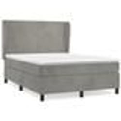 vidaXL Sommier à lattes de lit et matelas Gris clair 140x200cm Velours - 140 x 200 cm