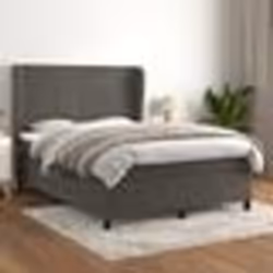 vidaXL Sommier à lattes de lit et matelas Gris foncé 140x200cm Velours - 140 x 200 cm
