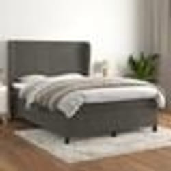 vidaXL Sommier à lattes de lit et matelas Gris foncé 140x200cm Velours - 140 x 200 cm
