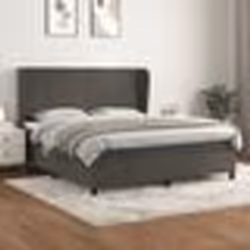 vidaXL Sommier à lattes de lit et matelas Gris foncé 160x200cm Velours - 160 x 200 cm