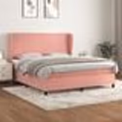 vidaXL Sommier à lattes de lit avec matelas Rose 160x200 cm Velours - 160 x 200 cm