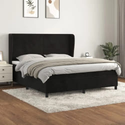vidaXL Sommier à lattes de lit avec matelas Noir 180x200 cm Velours - 180 x 200 cm