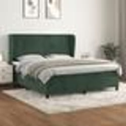 vidaXL Sommier à lattes de lit et matelas Vert foncé 180x200cm Velours - 180 x 200 cm