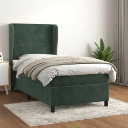 vidaXL Sommier à lattes de lit avec matelas Vert foncé 90x190 cm - 90 x 190 cm