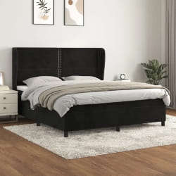 Vidaxl Sommier Tapissier Velours 180x200 - Noir