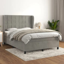 vidaXL Sommier à lattes de lit et matelas 140x190 cm - Gris clair