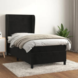 vidaXL Sommier à lattes de lit et matelas Noir 80x200 cm Velours - 80 x 200 cm