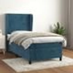 vidaXL Sommier à lattes de lit avec matelas Bleu foncé 90x190 cm - 90 x 190 cm