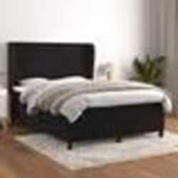 vidaXL Sommier à lattes de lit avec matelas Noir 140x190 cm Velours - 140 x 190 cm