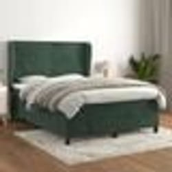 vidaXL Sommier à lattes de lit et matelas Vert foncé 140x190cm Velours - 140 x 190 cm