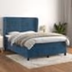 vidaXL Sommier à lattes de lit et matelas Bleu foncé 140x200cm Velours - 140 x 200 cm