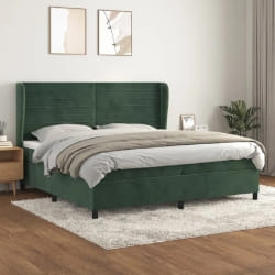 vidaXL Sommier Velours Vert foncé 200x200 cm