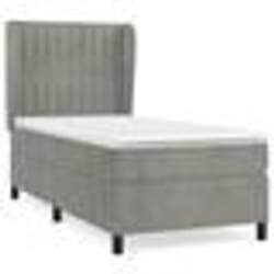 vidaXL Sommier à lattes de lit et matelas Gris clair 90x190 cm Velours - 90 x 190 cm
