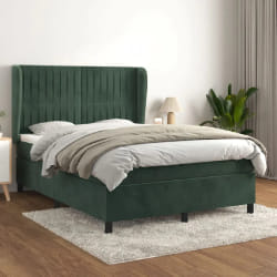 VIDAXL Sommier et Matelas Velours - Vert foncé 140x190 cm