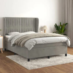 vidaXL Sommier à lattes - Gris clair 140x200 cm - Velours