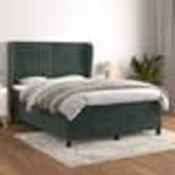 vidaXL Sommier à lattes de lit et matelas Vert foncé 140x200cm Velours - 140 x 200 cm